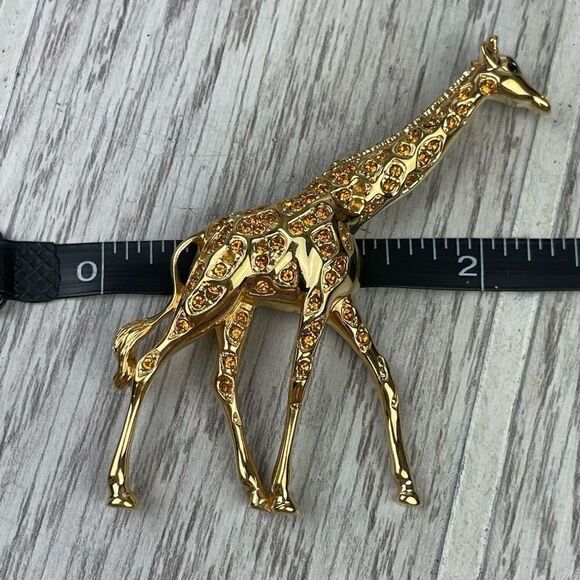 Vintage Retired Signed Swarovski Giraffe Pin Brooch with Amber Crystals. Rare - Picture 5 of 9